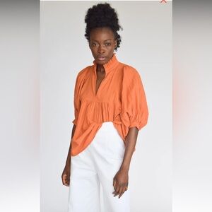Never A Wallflower High Neck Top Burnt Orange Seersucker Tops women’s size xs